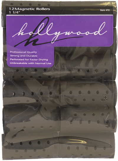 HOLLYWOOD MAGNETIC ROLLER 12PCS BLACK 1-1/4"