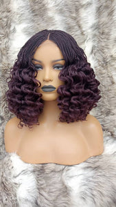 MICHY O- HAND BRAIDED VIOLET CURLY ENDS WIG